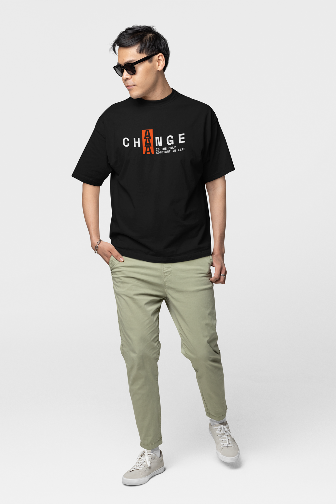 Change is Constant Oversized Black T-Shirt | Bold Artistic Design