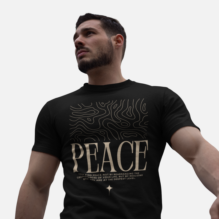 PEACE VIBES TEE – Classic Black & Art Waves