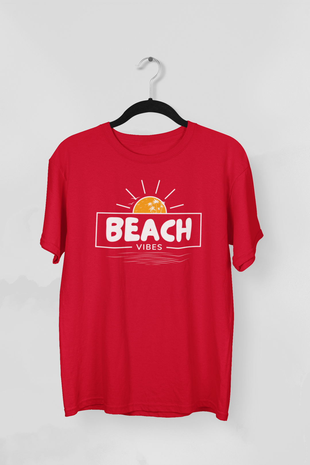 BEACH VIBES TEE – Sunset Red & Ocean Dreams