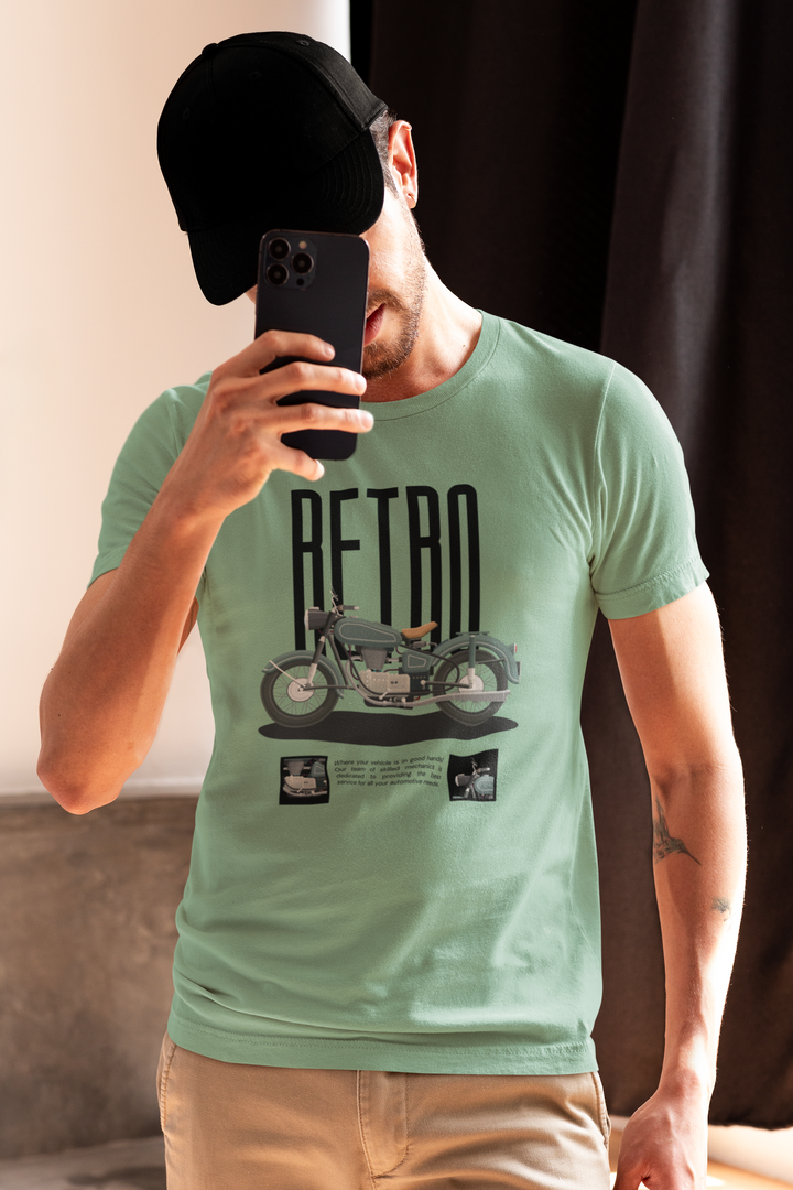 RETRO RIDER TEE – Pistachio Cool & Vintage Vibes
