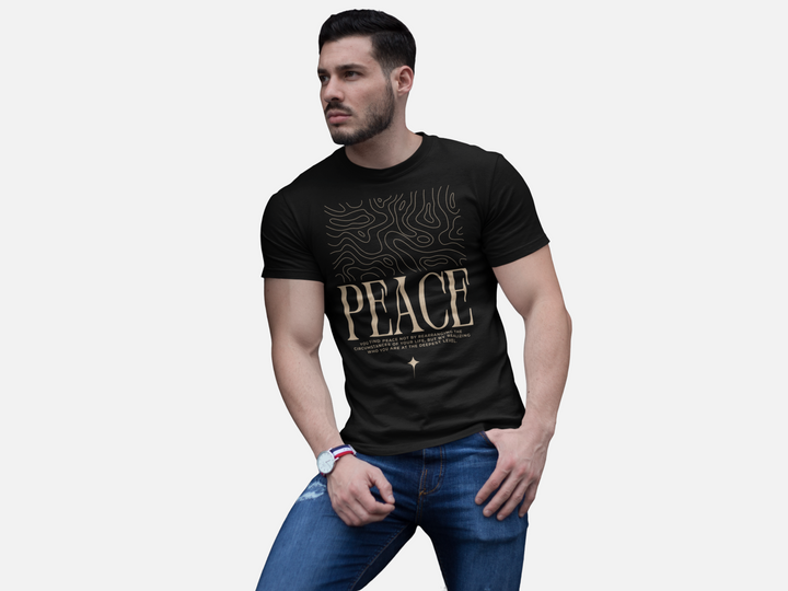 PEACE VIBES TEE – Classic Black & Art Waves