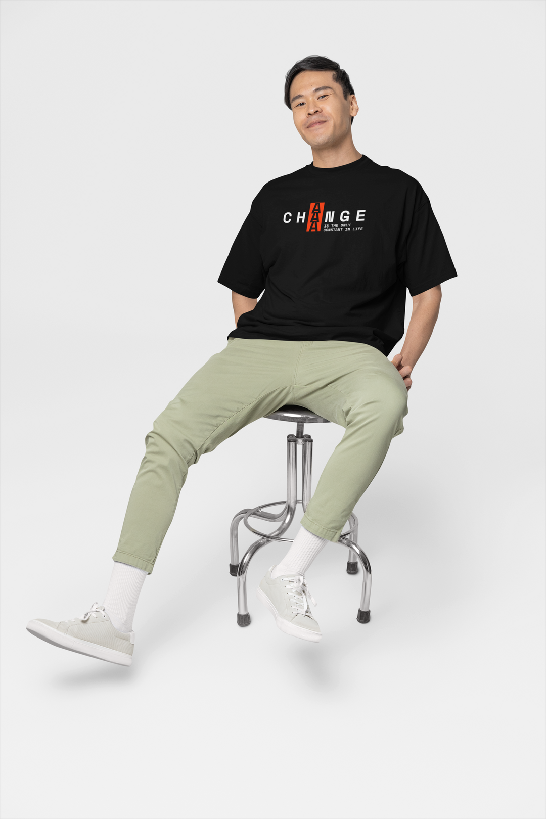 Change is Constant Oversized Black T-Shirt | Bold Artistic Design
