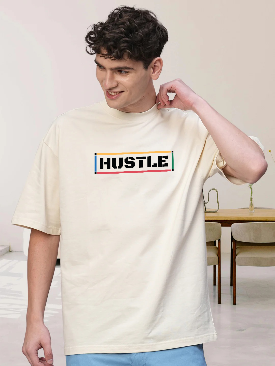 ESSENTIAL HUSTLE TEE – Beige Ambition in Cotton