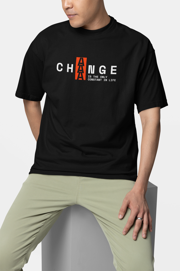 Change is Constant Oversized Black T-Shirt | Bold Artistic Design