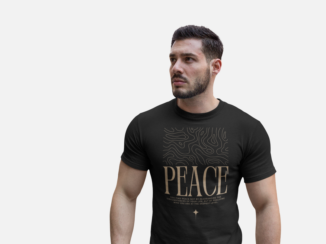 PEACE VIBES TEE – Classic Black & Art Waves