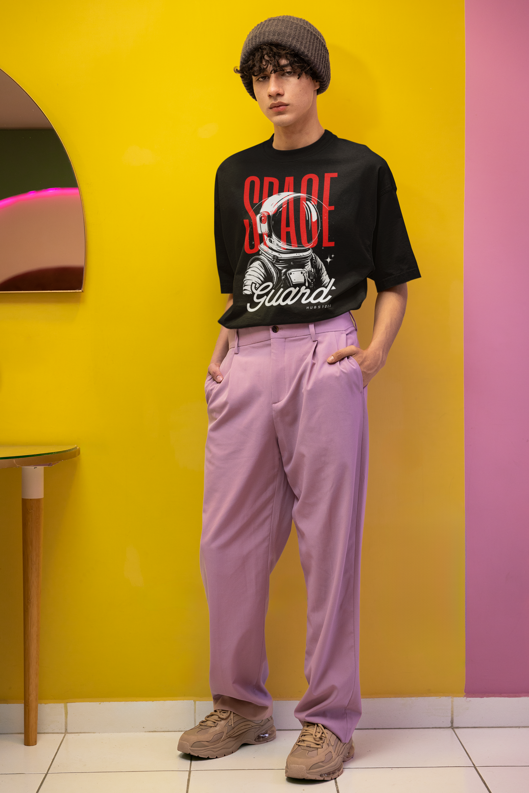 SPACE GUARD OVERSIZED TEE – Cosmic Black & Starry Ambition