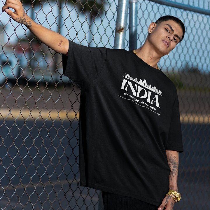 INDIA PRIDE TEE – Skyline Silhouette & Patriotism in Black