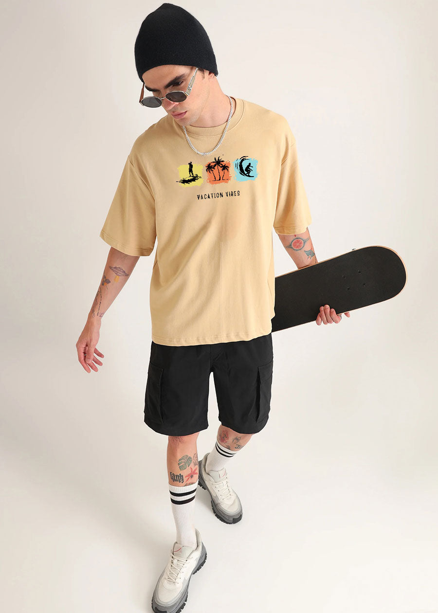 VACATION VIBES" OVERSIZED TEE – Sun, Sand & Slow Living