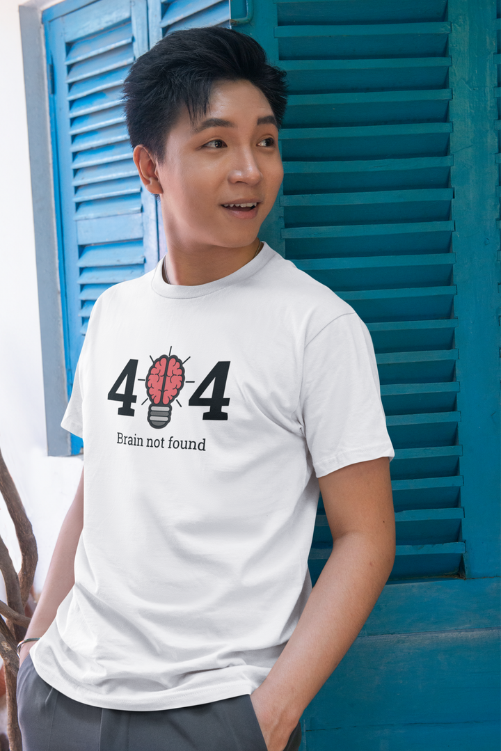 404 BRAIN NOT FOUND TEE – Witty White & Nerdy Vibes