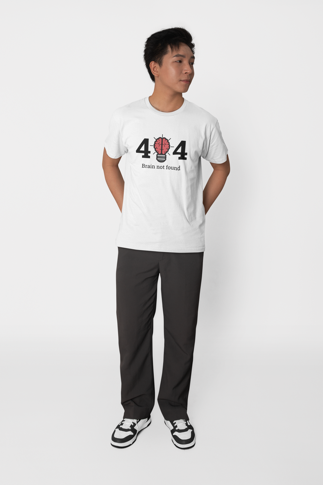 404 BRAIN NOT FOUND TEE – Witty White & Nerdy Vibes