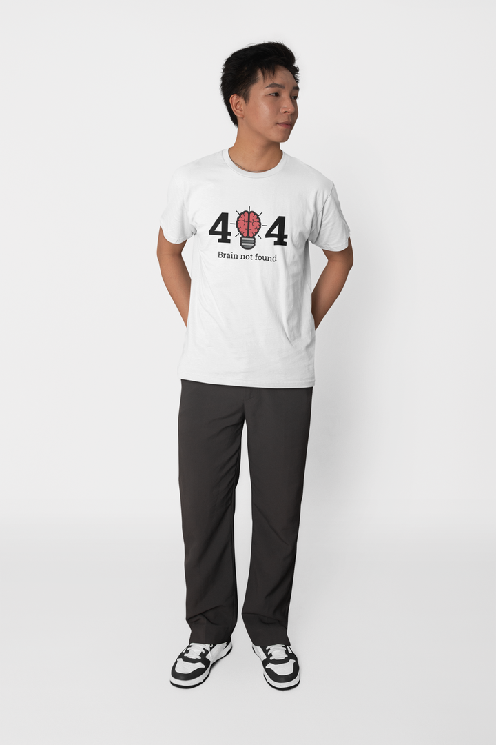 404 BRAIN NOT FOUND TEE – Witty White & Nerdy Vibes