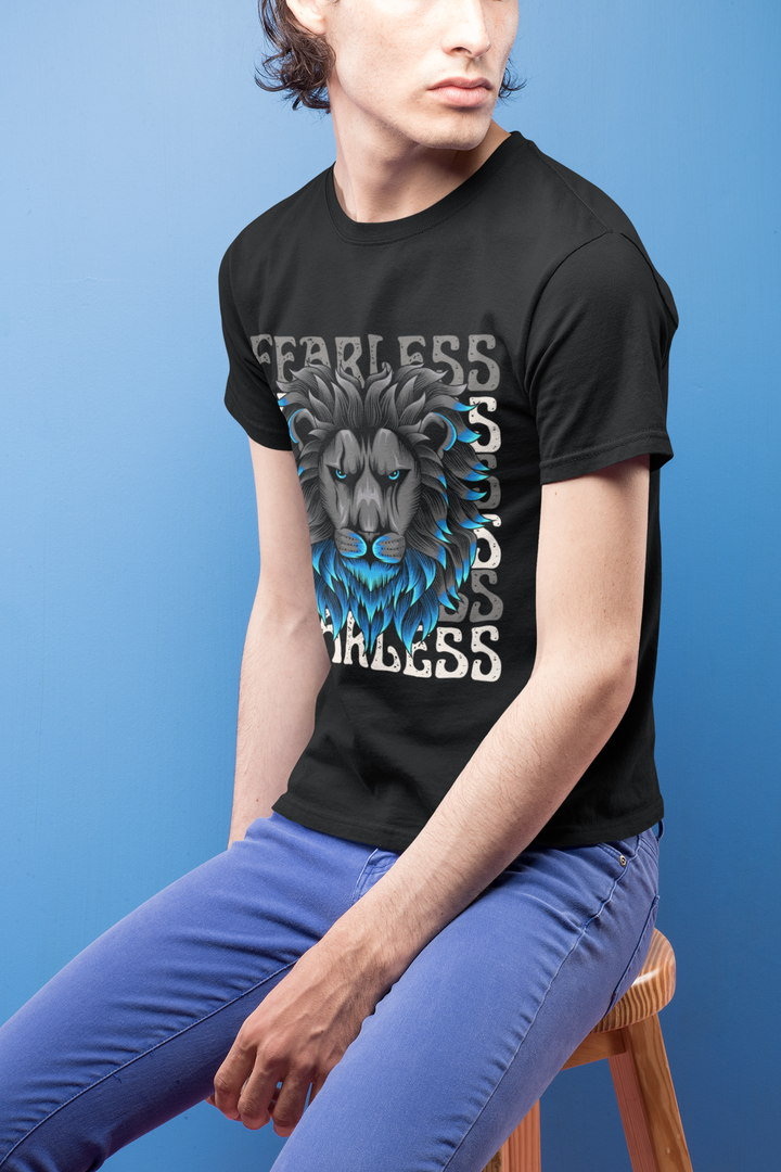 FEARLESS LION TEE – Ombre Power in Black