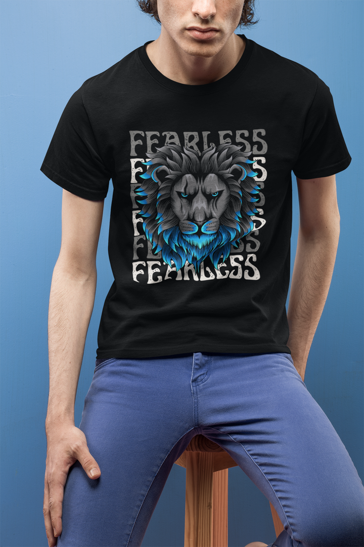 FEARLESS LION TEE – Ombre Power in Black