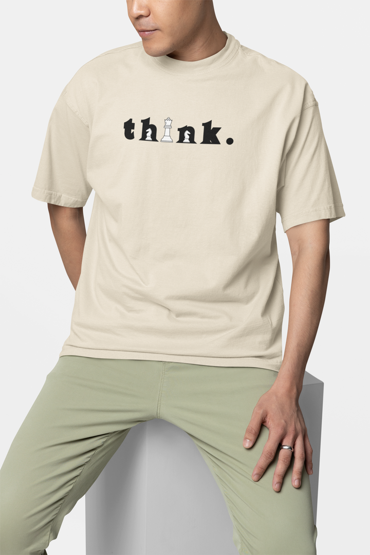 THINK & CHECKMATE TEE – Beige Chess Chic