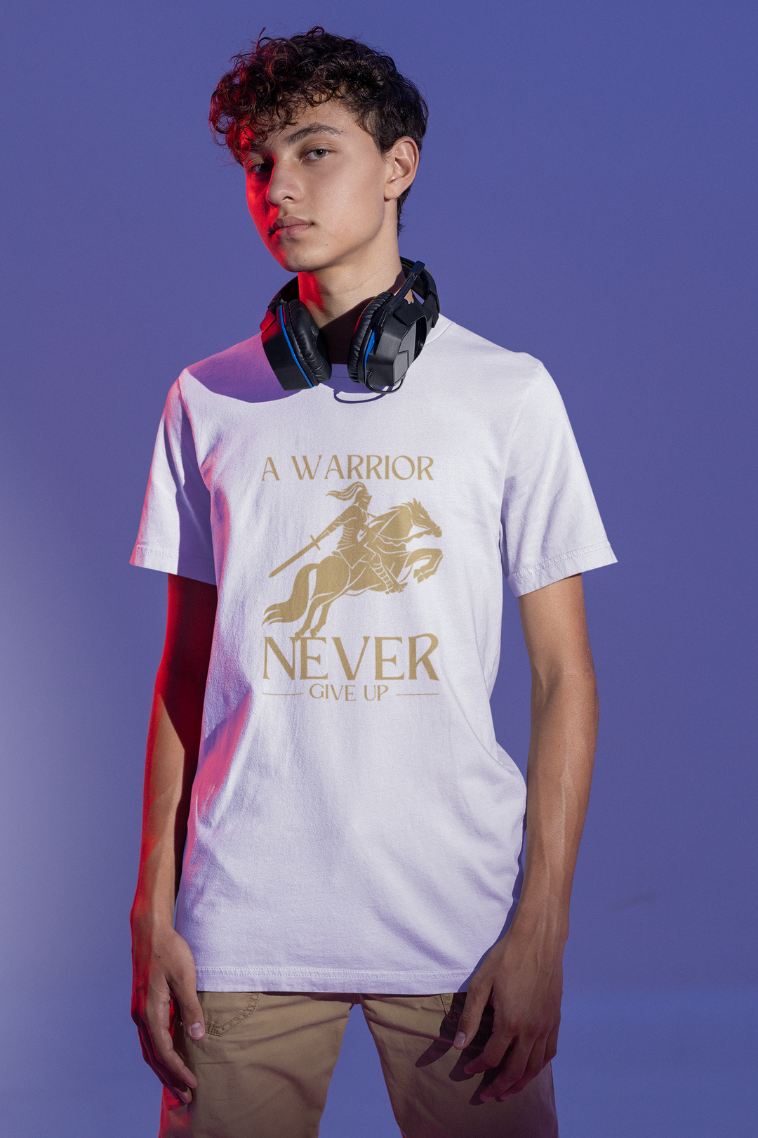 WARRIOR SPIRIT TEE – Golden Valor on White