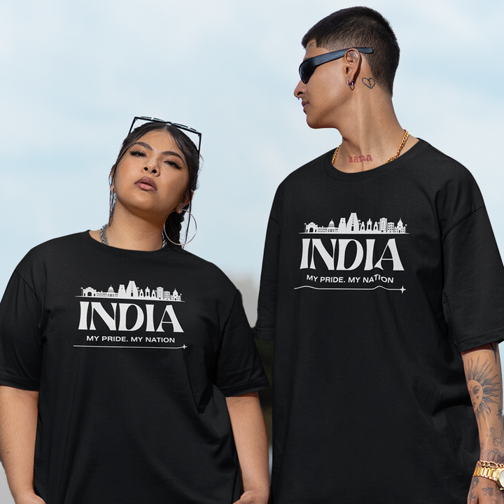INDIA PRIDE TEE – Skyline Silhouette & Patriotism in Black