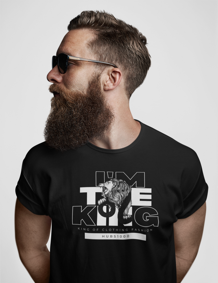 KING OF FASHION TEE – Regal Black & Lion Boldness