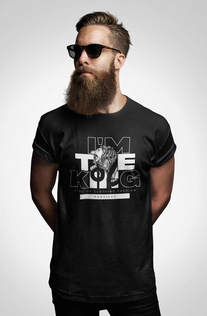 KING OF FASHION TEE – Regal Black & Lion Boldness
