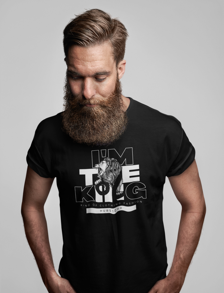 KING OF FASHION TEE – Regal Black & Lion Boldness